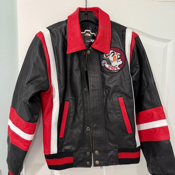 Maker of Jacket Jackets & Blazers - New With Tags Leather Vintage Look FSU Varsity Jacket, Sz M